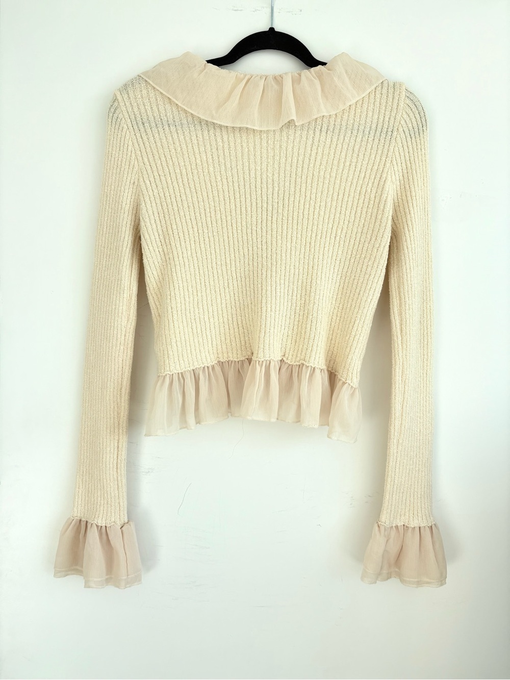 New Moon River Cream Ruffle Knit Top - Picture 8 of 8
